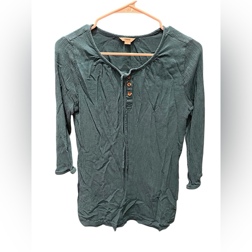 Sonoma Women's Green Button-Up Top SMALL